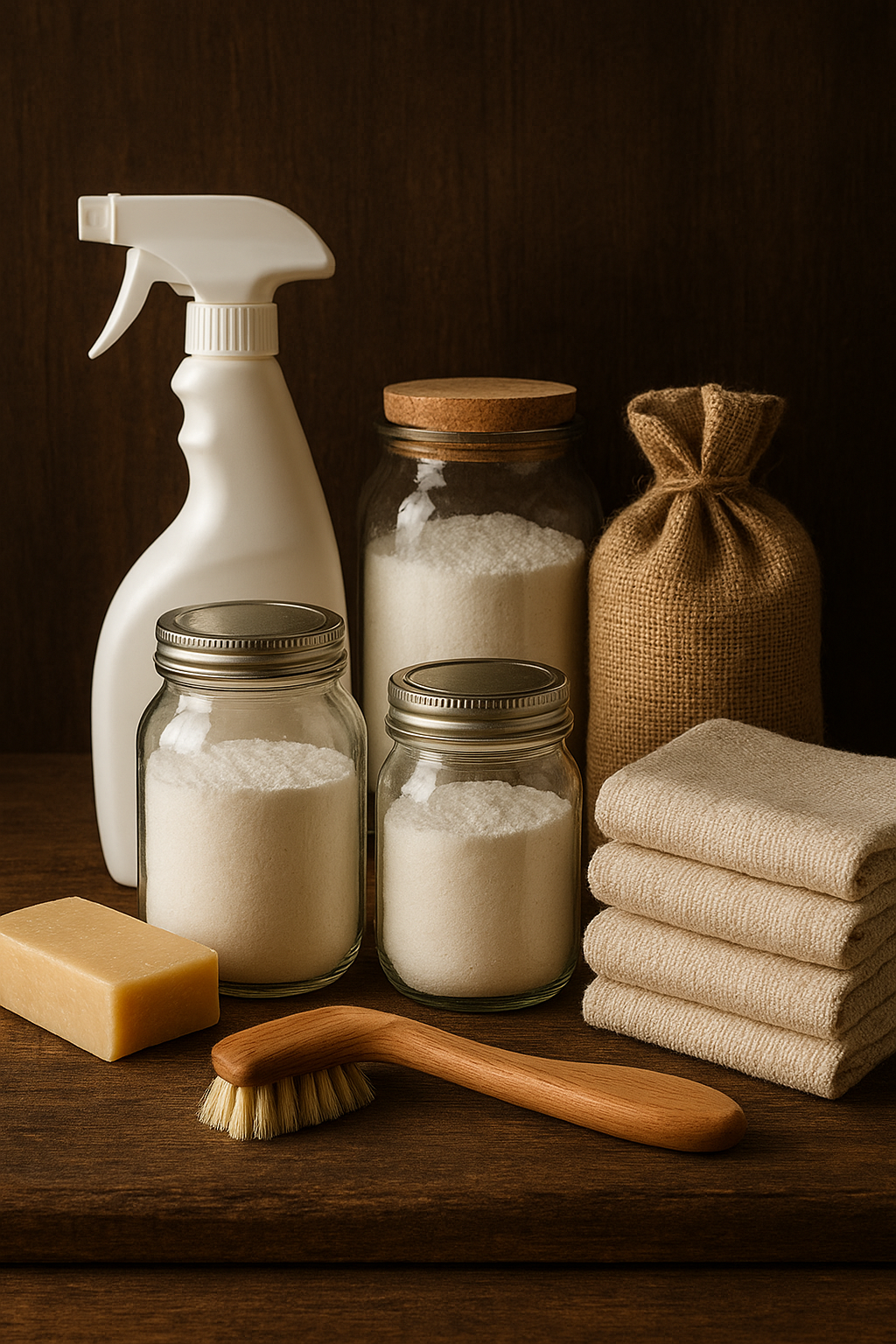 Clean & Cloth category icon featuring wash tools, sewing items, and fabric essentials in a vintage homestead style