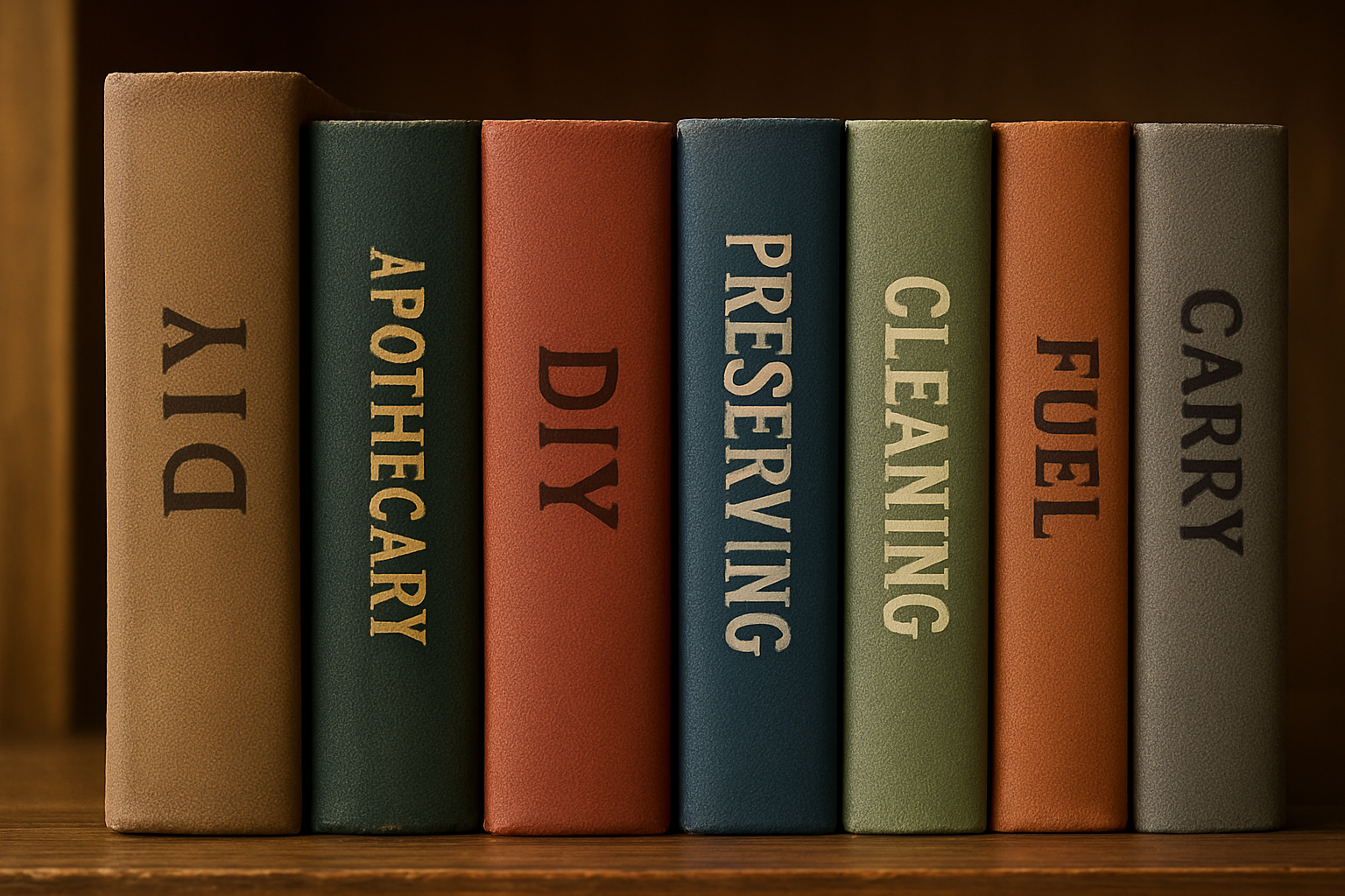 Library category icon featuring old books, guides, and written resources in a vintage literacy style.”